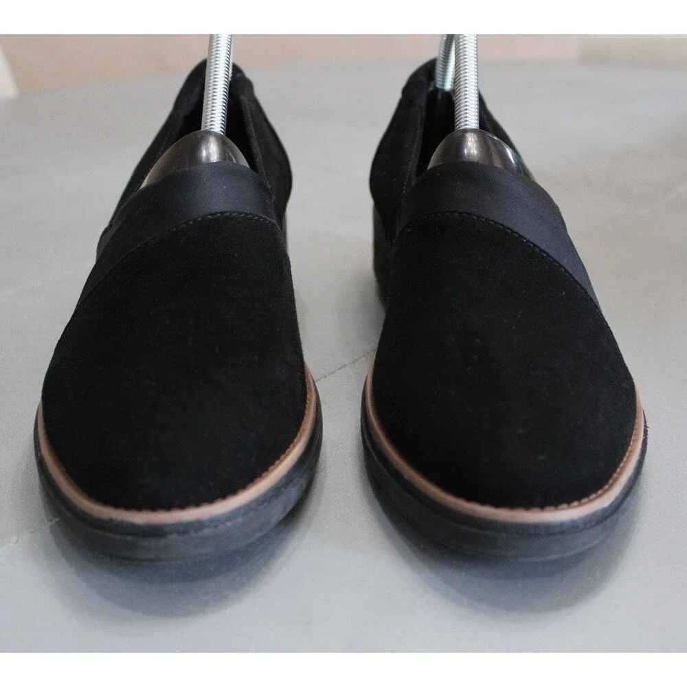 Clarks Sharon Pump Black Suede Slip On Comfort Loafers Womens Size 10‎ Wedge
